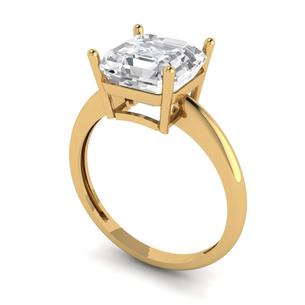 2.5 cttw White Sapphire Solitaire  Engagement Ring - Solid Gold (Asscher Cut,8.0mm)