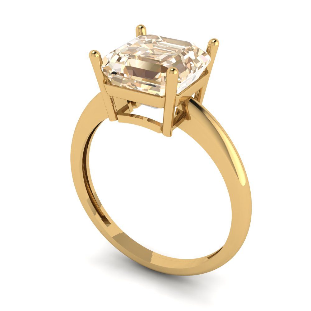 2.5 cttw Natural Morganite Solitaire  Engagement Ring - Solid Gold (Asscher Cut,8.0mm)