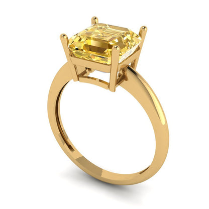 2.5 cttw Yellow Moissanite Solitaire  Engagement Ring - Solid Gold (Asscher Cut,8.0mm)