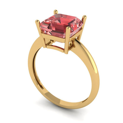 2.5 cttw Natural Garnet Solitaire  Engagement Ring - Solid Gold (Asscher Cut,8.0mm)