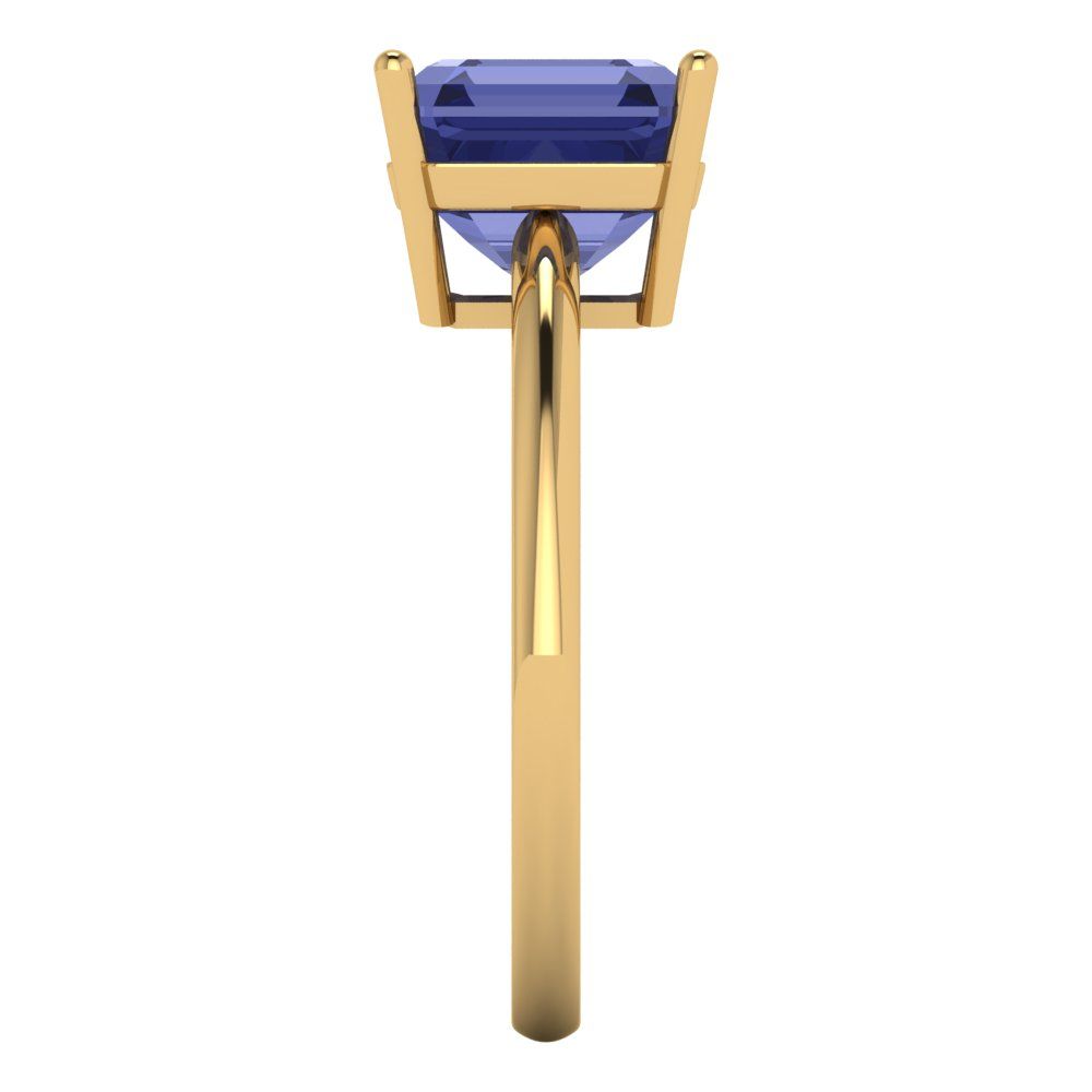 2.5 cttw Simulated Tanzanite Solitaire  Engagement Ring - Solid Gold (Asscher Cut,8.0mm)