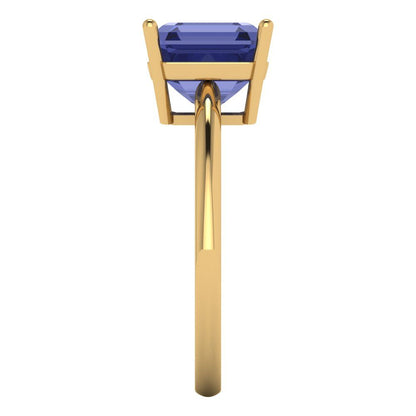 2.5 cttw Simulated Tanzanite Solitaire  Engagement Ring - Solid Gold (Asscher Cut,8.0mm)
