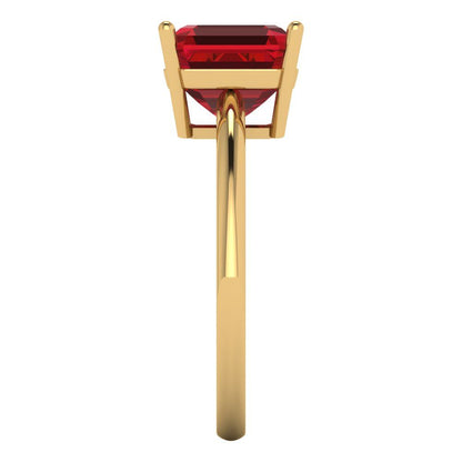 2.5 cttw Simulated Pink Tourmaline Solitaire  Engagement Ring - Solid Yellow Gold (VVS1, Asscher Cut,8.0mm)