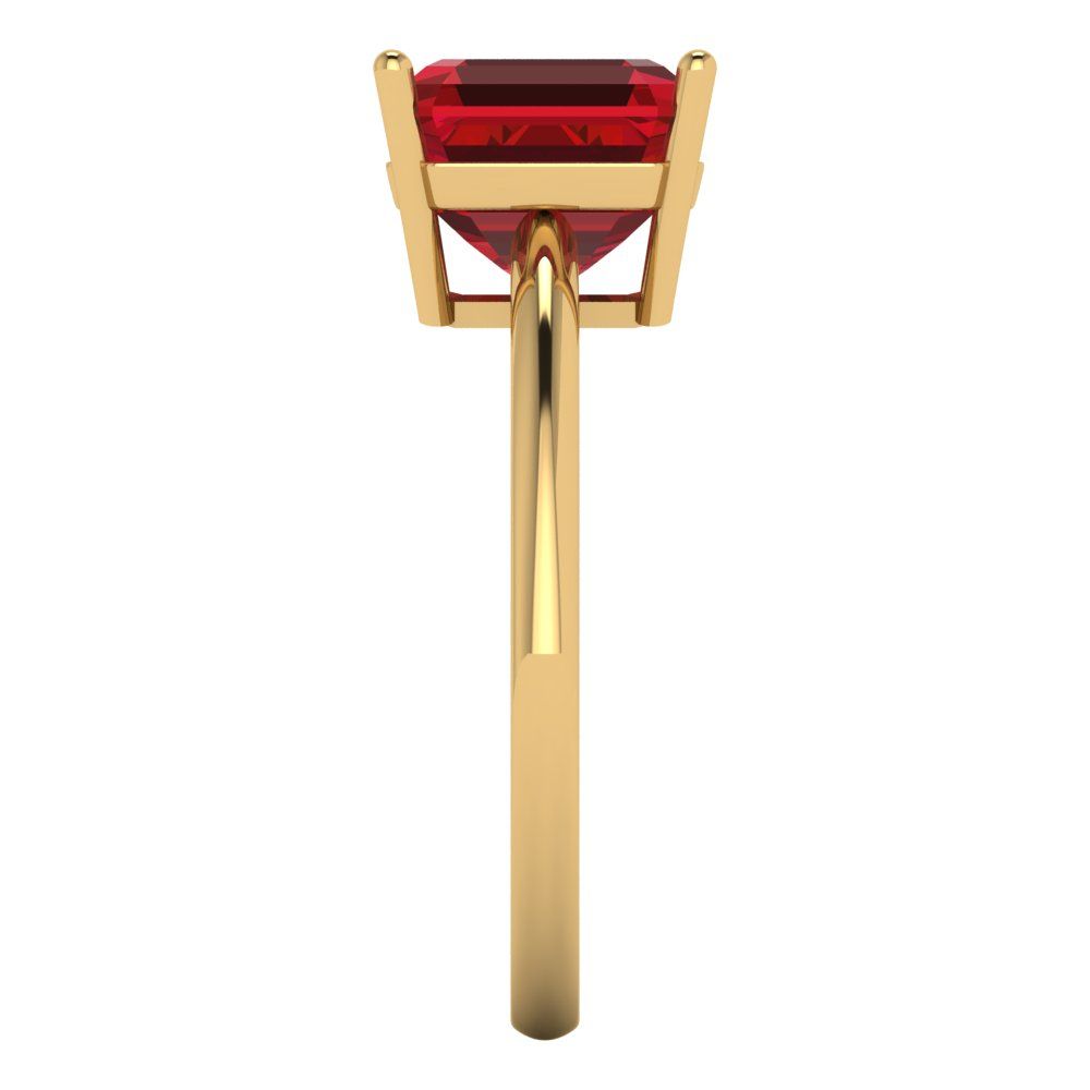 2.5 cttw Simulated Ruby Solitaire  Engagement Ring - Solid Gold (Asscher Cut,8.0mm)