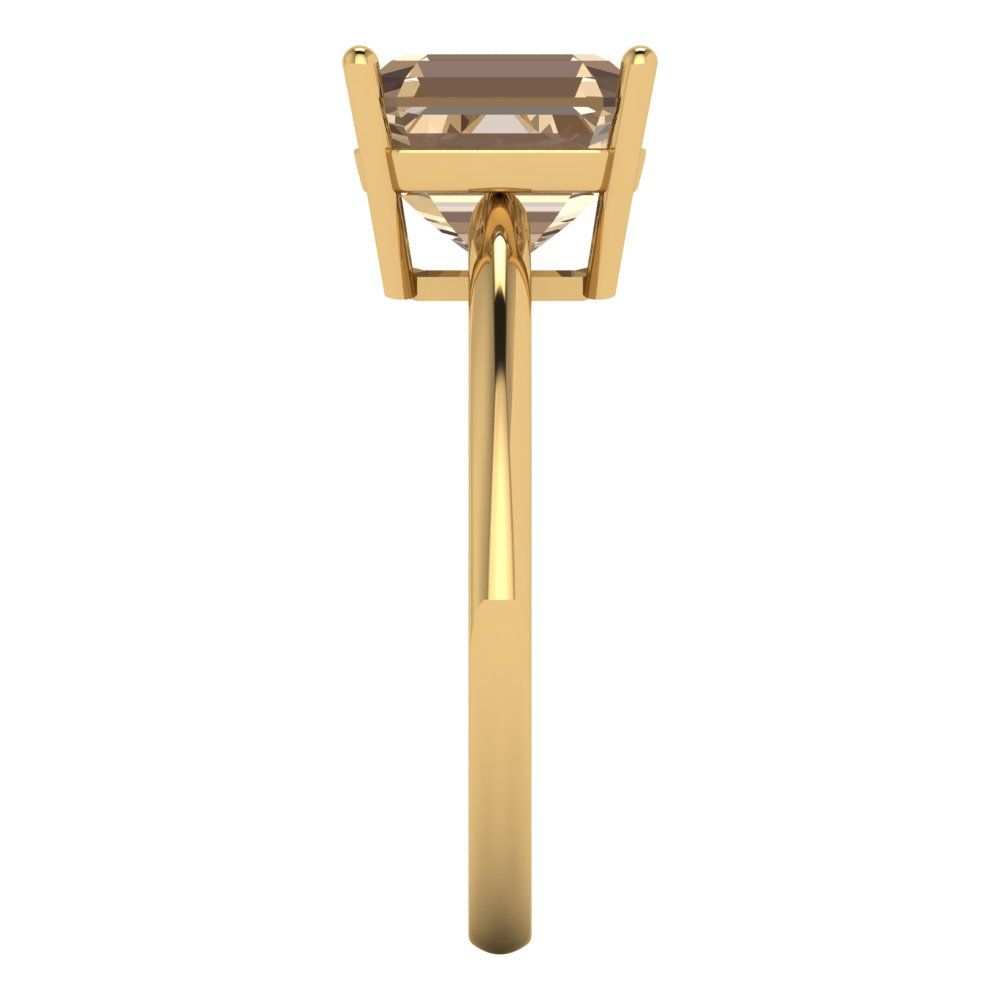 2.5 cttw Yellow Moissanite Solitaire  Engagement Ring - Solid Gold (Asscher Cut,8.0mm)