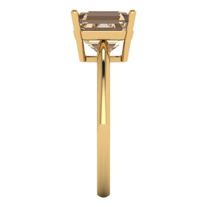 2.5 cttw Yellow Moissanite Solitaire  Engagement Ring - Solid Gold (Asscher Cut,8.0mm)