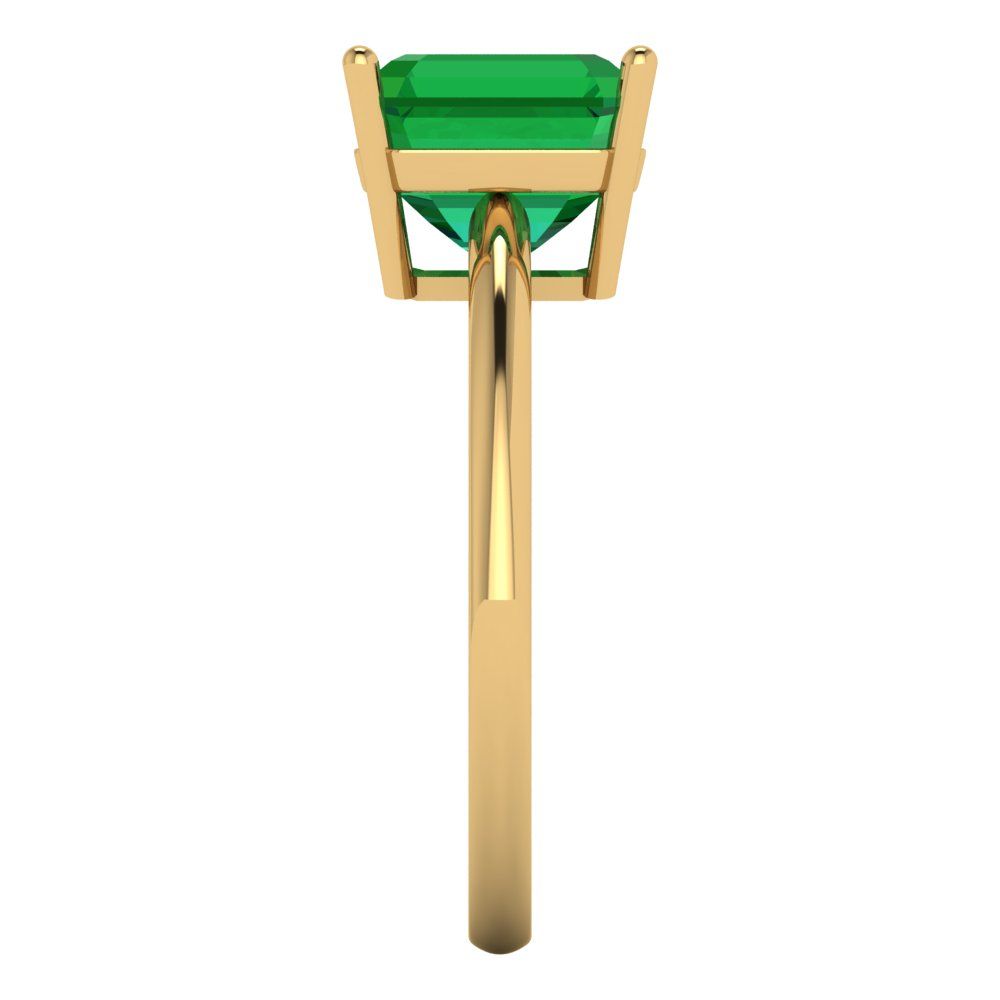 2.5 cttw Simulated Emerald Solitaire  Engagement Ring - Solid Yellow Gold (VVS1, Asscher Cut,8.0mm)