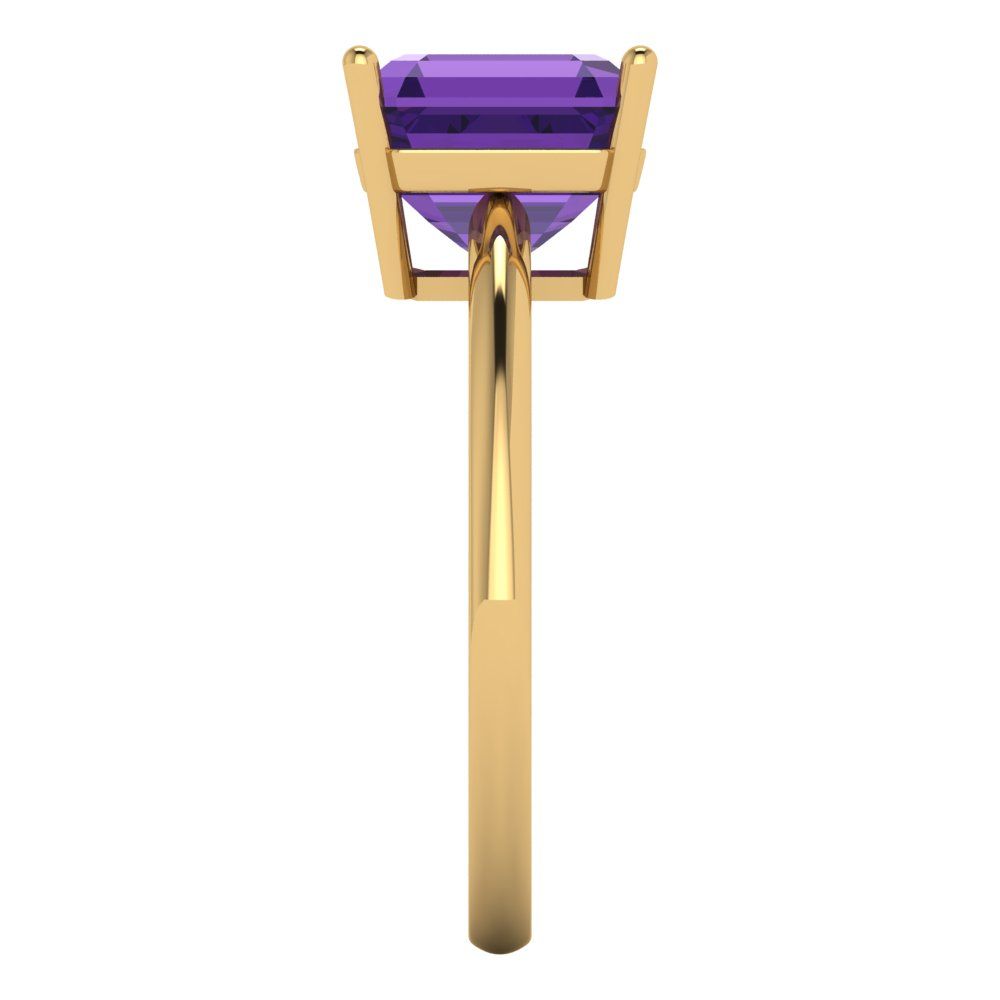 2.5 cttw Natural Amethyst Solitaire  Engagement Ring - Solid Gold (Asscher Cut,8.0mm)