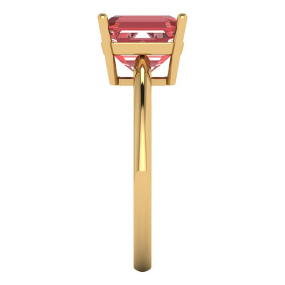 2.5 cttw Natural Garnet Solitaire  Engagement Ring - Solid Gold (Asscher Cut,8.0mm)