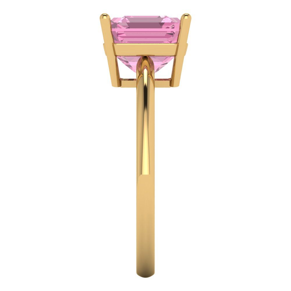 2.5 cttw Zirconia Simulated Pink Diamond Solitaire  Engagement Ring - Solid Gold (VVS1, Asscher Cut,8.0mm)