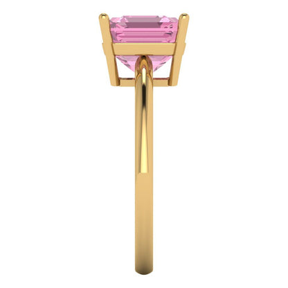 2.5 cttw Zirconia Simulated Pink Diamond Solitaire  Engagement Ring - Solid Gold (VVS1, Asscher Cut,8.0mm)