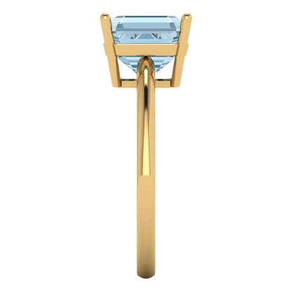 2.5 cttw Zirconia Simulated Blue Diamond Solitaire  Engagement Ring - Solid Gold (VVS1, Asscher Cut,8.0mm)