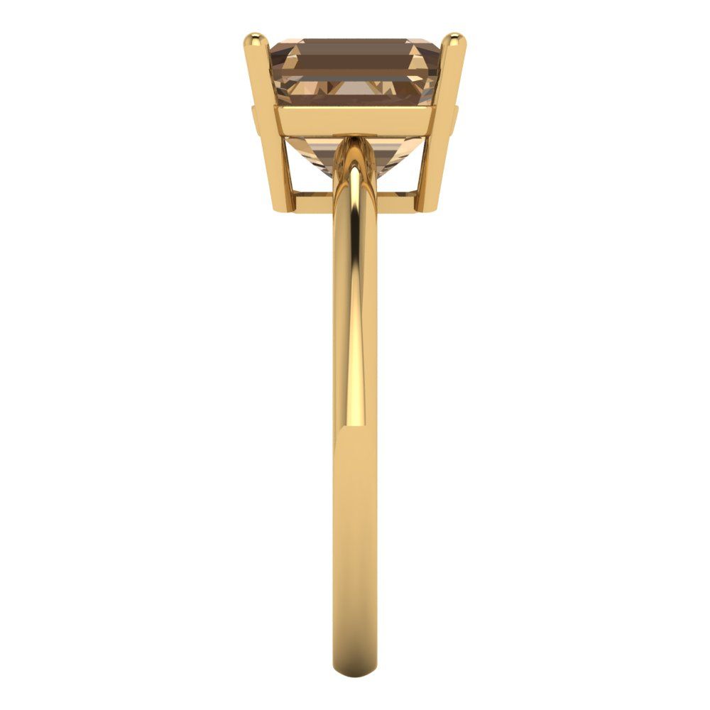 2.5 cttw Zirconia Simulated Champagne Diamond Solitaire  Engagement Ring - Solid Gold (VVS1, Asscher Cut,8.0mm)