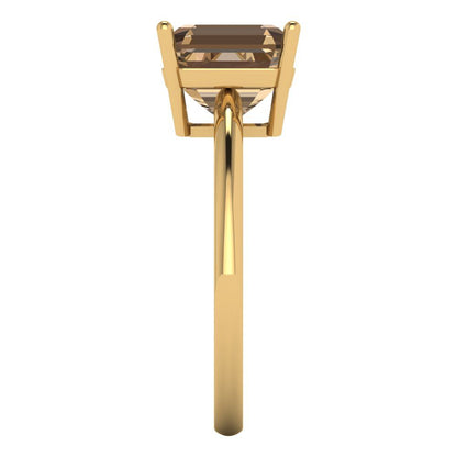 2.5 cttw Zirconia Simulated Champagne Diamond Solitaire  Engagement Ring - Solid Gold (VVS1, Asscher Cut,8.0mm)