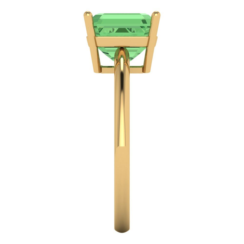 2.5 cttw Zirconia Simulated Green Diamond Solitaire  Engagement Ring - Solid Gold (VVS1, Asscher Cut,8.0mm)