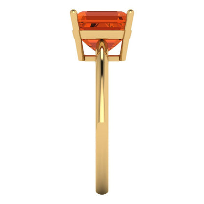 2.5 cttw Zirconia Simulated Red Diamond Solitaire  Engagement Ring - Solid Yellow Gold (VVS1, Asscher Cut,8.0mm)