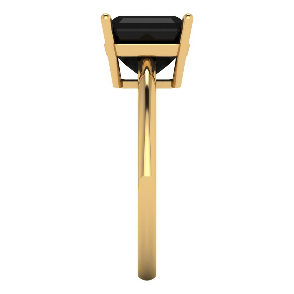 2.5 cttw Natural Onyx Solitaire  Engagement Ring - Solid Yellow Gold (VVS1, Asscher Cut,8.0mm)