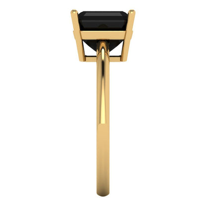 2.5 cttw Natural Onyx Solitaire  Engagement Ring - Solid Yellow Gold (VVS1, Asscher Cut,8.0mm)