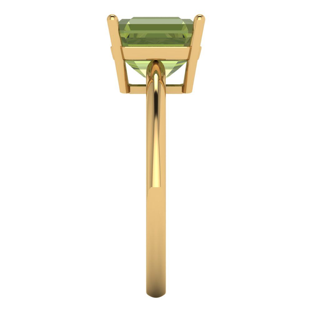 2.5 cttw Natural Peridot Solitaire  Engagement Ring - Solid Yellow Gold (VVS1, Asscher Cut,8.0mm)