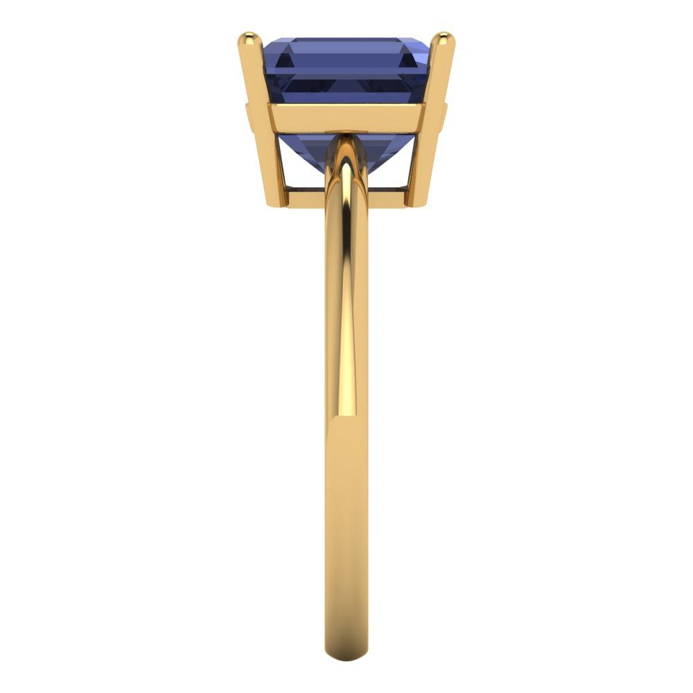 2.5 cttw Simulated Blue Sapphire Solitaire  Engagement Ring - Solid Gold (Asscher Cut,8.0mm)