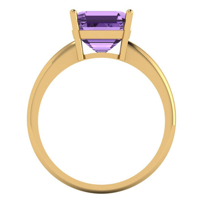 2.5 cttw Simulated Alexandrite Solitaire  Engagement Ring - Solid Gold (Asscher Cut,8.0mm)