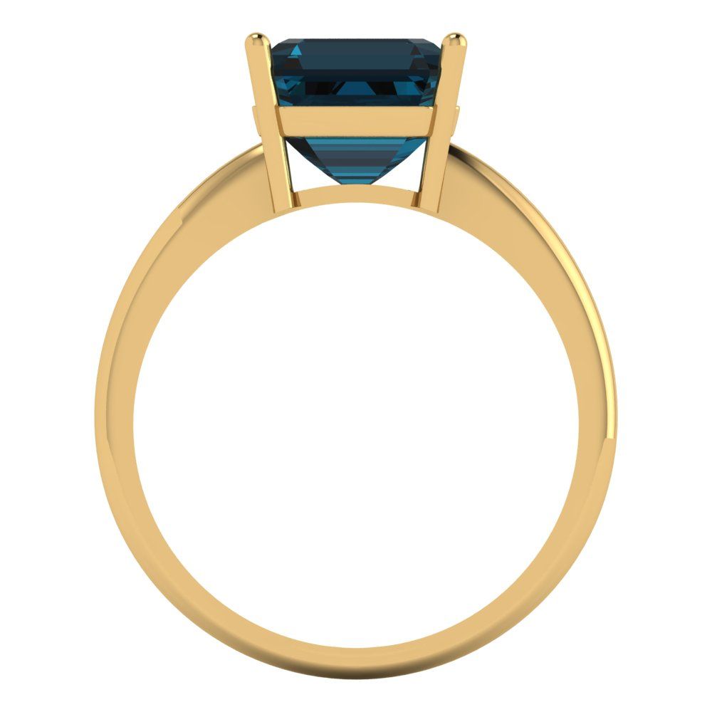 2.5 cttw Natural London Blue Topaz Solitaire  Engagement Ring - Solid Gold (Asscher Cut,8.0mm)