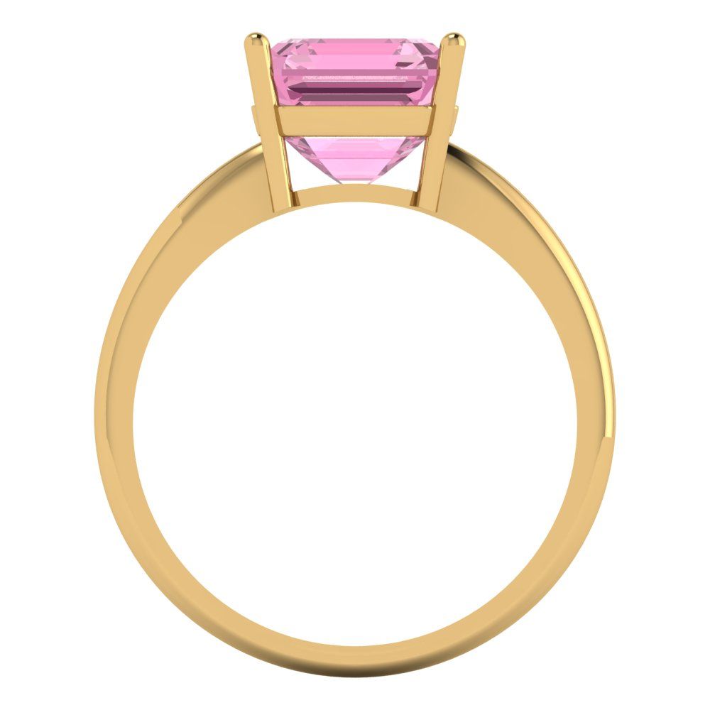 2.5 cttw Zirconia Simulated Pink Diamond Solitaire  Engagement Ring - Solid Gold (VVS1, Asscher Cut,8.0mm)