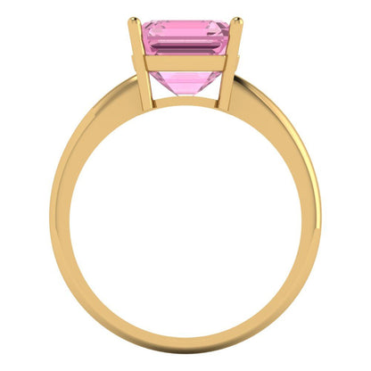 2.5 cttw Zirconia Simulated Pink Diamond Solitaire  Engagement Ring - Solid Gold (VVS1, Asscher Cut,8.0mm)