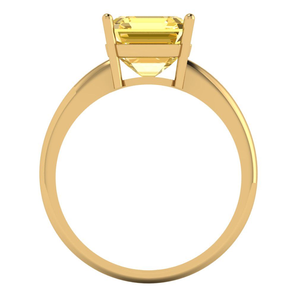 2.5 cttw Zirconia Simulated Yellow Diamond Solitaire  Engagement Ring - Solid Gold (VVS1, Asscher Cut,8.0mm)