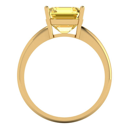 2.5 cttw Zirconia Simulated Yellow Diamond Solitaire  Engagement Ring - Solid Gold (VVS1, Asscher Cut,8.0mm)
