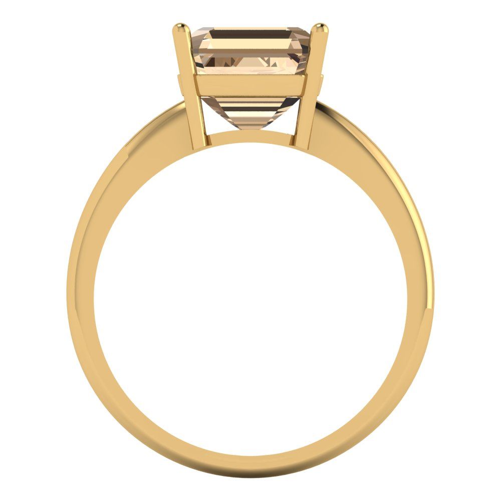 2.5 cttw Yellow Moissanite Solitaire  Engagement Ring - Solid Gold (Asscher Cut,8.0mm)