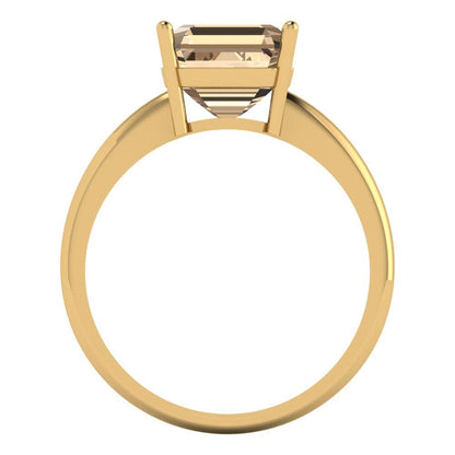 2.5 cttw Yellow Moissanite Solitaire  Engagement Ring - Solid Gold (Asscher Cut,8.0mm)