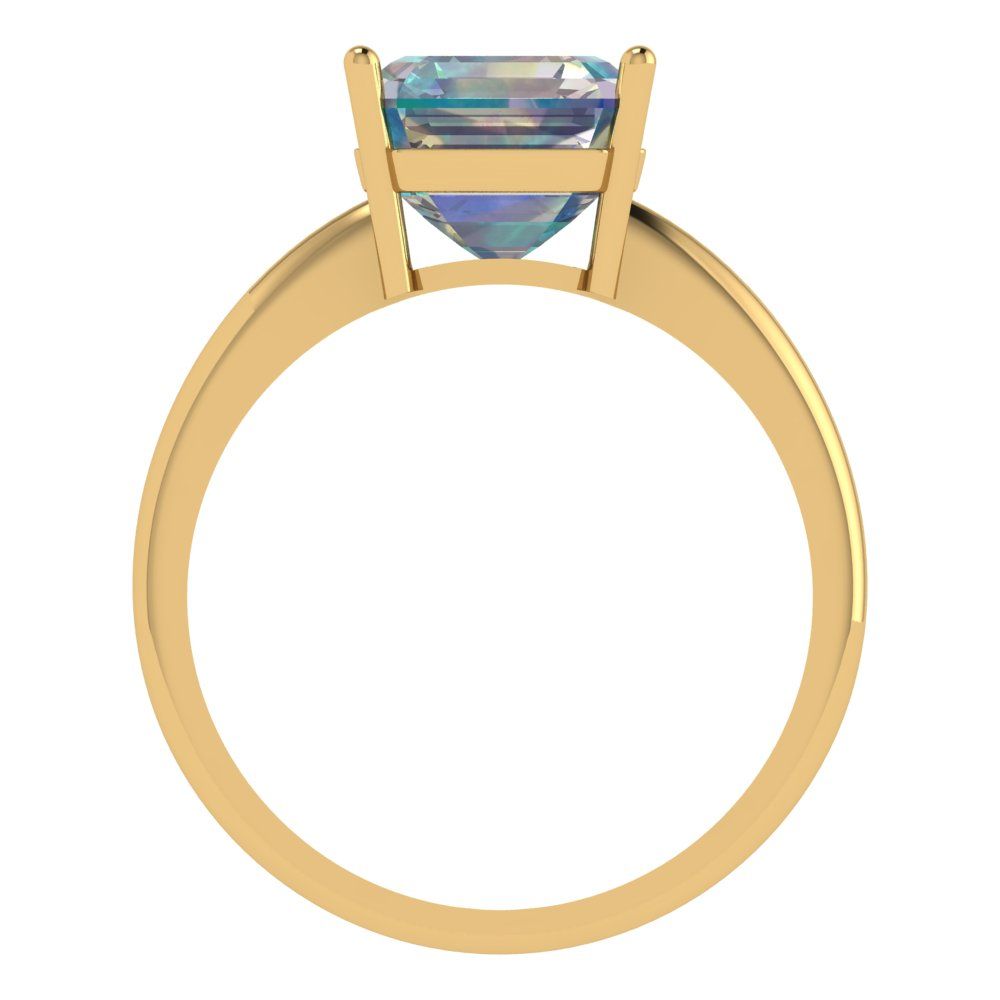 2.5 cttw Blue Moissanite Solitaire  Engagement Ring - Solid Gold (Asscher Cut,8.0mm)