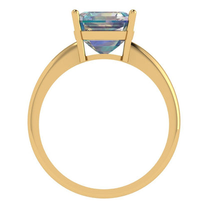 2.5 cttw Blue Moissanite Solitaire  Engagement Ring - Solid Gold (Asscher Cut,8.0mm)