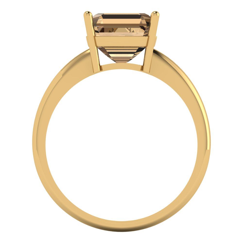 2.5 cttw Zirconia Simulated Champagne Diamond Solitaire  Engagement Ring - Solid Gold (VVS1, Asscher Cut,8.0mm)