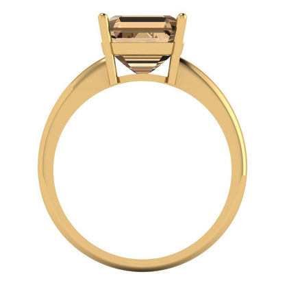 2.5 cttw Zirconia Simulated Champagne Diamond Solitaire  Engagement Ring - Solid Gold (VVS1, Asscher Cut,8.0mm)