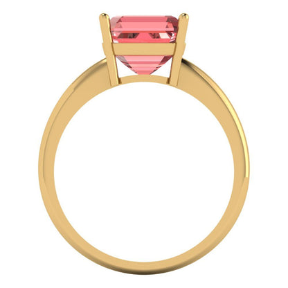 2.5 cttw Natural Garnet Solitaire  Engagement Ring - Solid Gold (Asscher Cut,8.0mm)