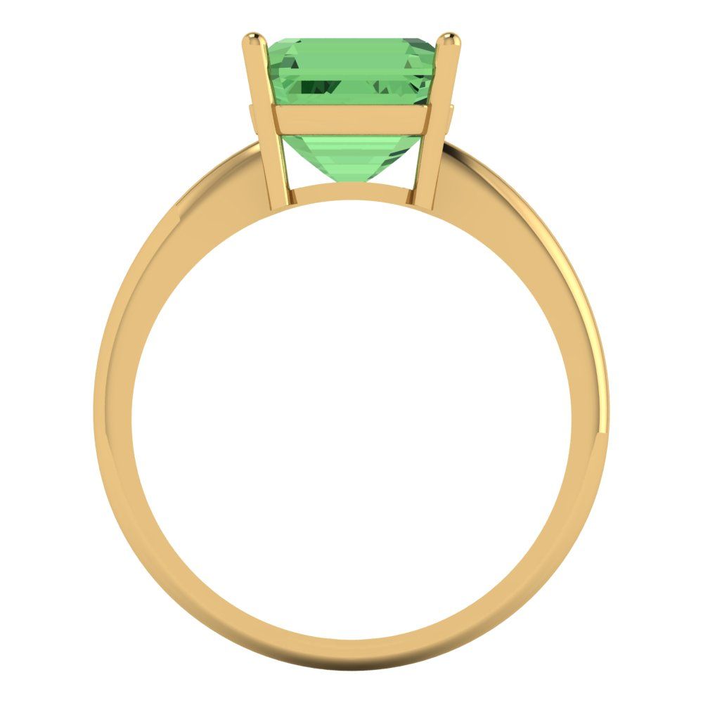 2.5 cttw Zirconia Simulated Green Diamond Solitaire  Engagement Ring - Solid Gold (VVS1, Asscher Cut,8.0mm)