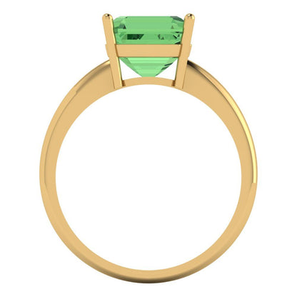 2.5 cttw Zirconia Simulated Green Diamond Solitaire  Engagement Ring - Solid Gold (VVS1, Asscher Cut,8.0mm)