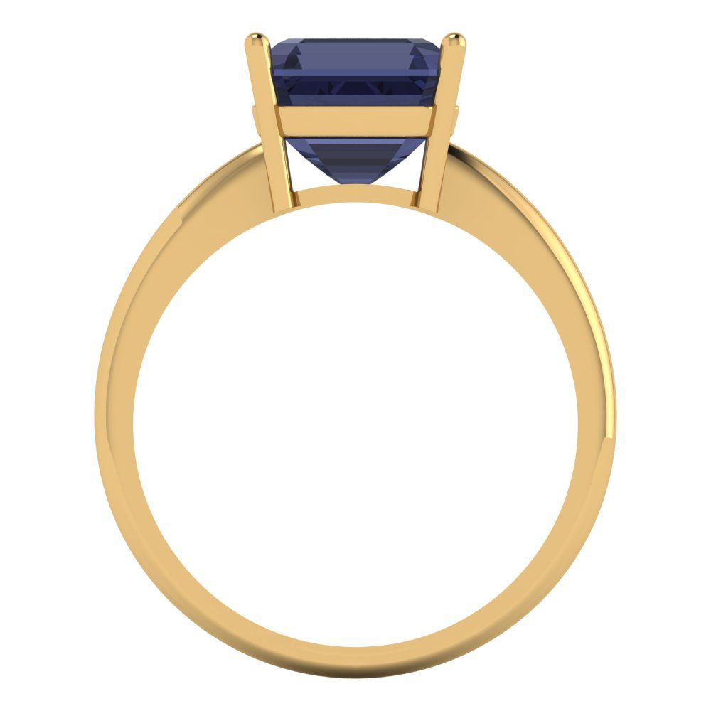2.5 cttw Simulated Blue Sapphire Solitaire  Engagement Ring - Solid Gold (Asscher Cut,8.0mm)