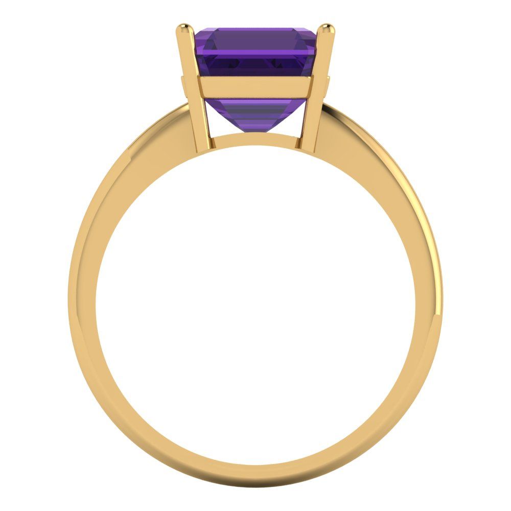 2.5 cttw Natural Amethyst Solitaire  Engagement Ring - Solid Gold (Asscher Cut,8.0mm)