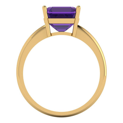 2.5 cttw Natural Amethyst Solitaire  Engagement Ring - Solid Gold (Asscher Cut,8.0mm)