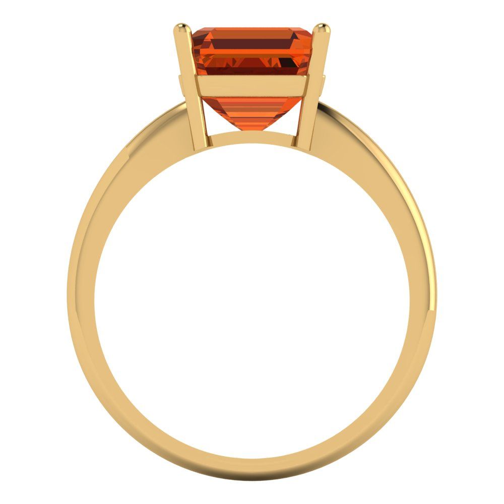 2.5 cttw Simulated Pink Tourmaline Solitaire  Engagement Ring - Solid Yellow Gold (VVS1, Asscher Cut,8.0mm)
