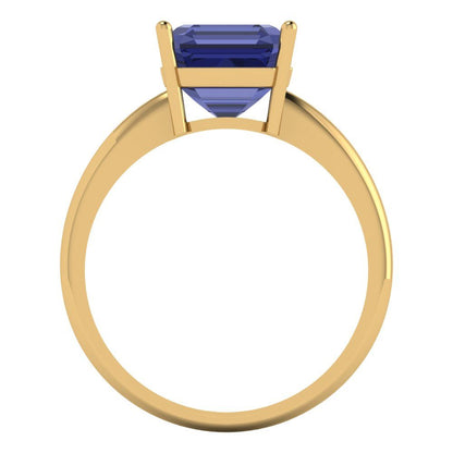 2.5 cttw Simulated Tanzanite Solitaire  Engagement Ring - Solid Gold (Asscher Cut,8.0mm)