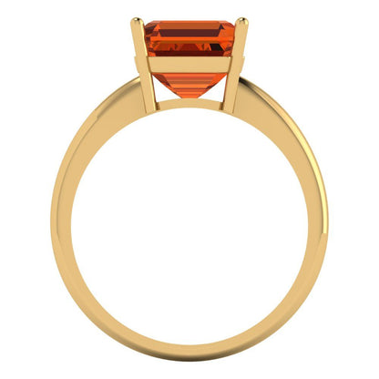 2.5 cttw Zirconia Simulated Red Diamond Solitaire  Engagement Ring - Solid Yellow Gold (VVS1, Asscher Cut,8.0mm)