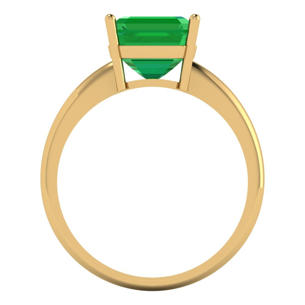 2.5 cttw Simulated Emerald Solitaire  Engagement Ring - Solid Yellow Gold (VVS1, Asscher Cut,8.0mm)
