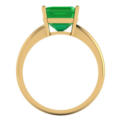 2.5 cttw Simulated Emerald Solitaire  Engagement Ring - Solid Yellow Gold (VVS1, Asscher Cut,8.0mm)