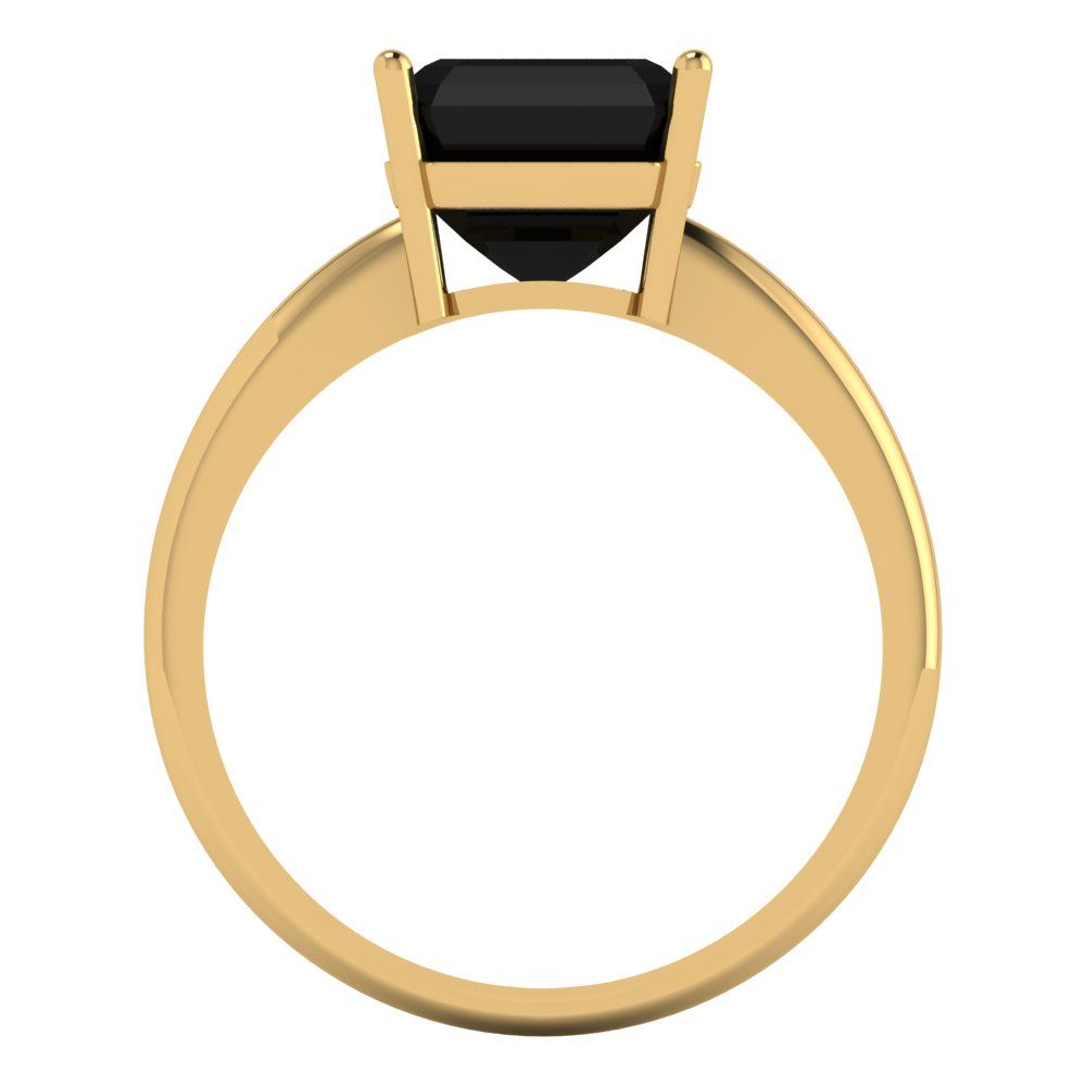 2.5 cttw Natural Onyx Solitaire  Engagement Ring - Solid Yellow Gold (VVS1, Asscher Cut,8.0mm)