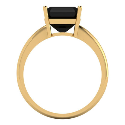 2.5 cttw Natural Onyx Solitaire  Engagement Ring - Solid Yellow Gold (VVS1, Asscher Cut,8.0mm)