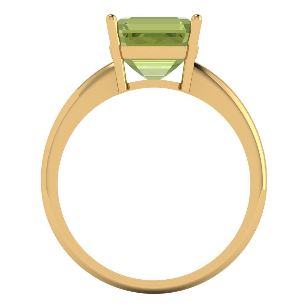 2.5 cttw Natural Peridot Solitaire  Engagement Ring - Solid Yellow Gold (VVS1, Asscher Cut,8.0mm)